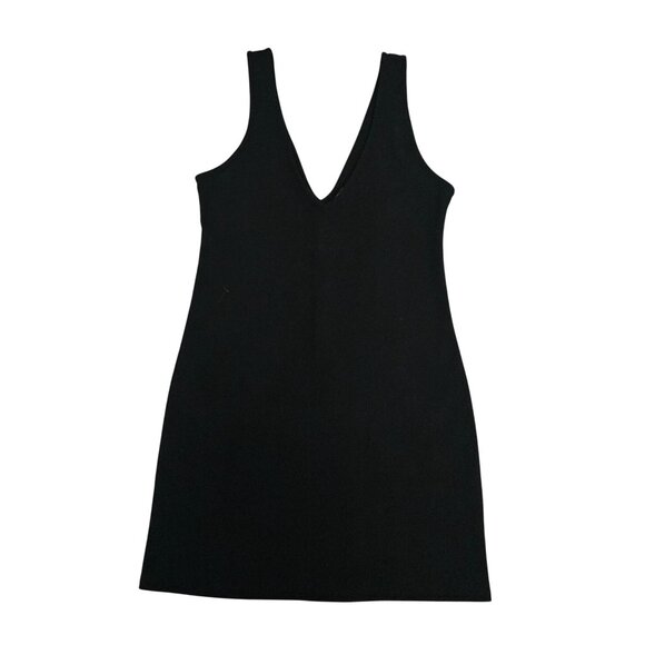 Wild Fable Classic Black Ribbed Stretchy V-Neck Bodycon Mini Dress Women's M - Picture 2 of 11
